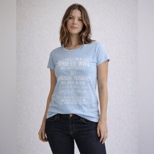 5/$25 - GILDAN Light Blue Graphic Funny T-Shirt